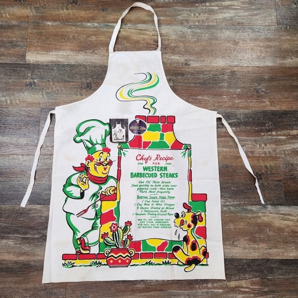 Vintage 50s Cooking Barth and Dryfuss Apron Barbecue Recipe Cotton USA Made - Picture 1 of 9
